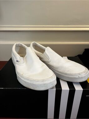 Vans White Slip-On Canvas Sneakers